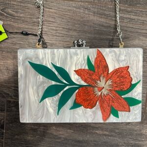 New Sam Edelman Silver Chain Clutch